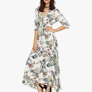 Floral Party Dress • Button Up  • High Split • Flowy Maxi Dress